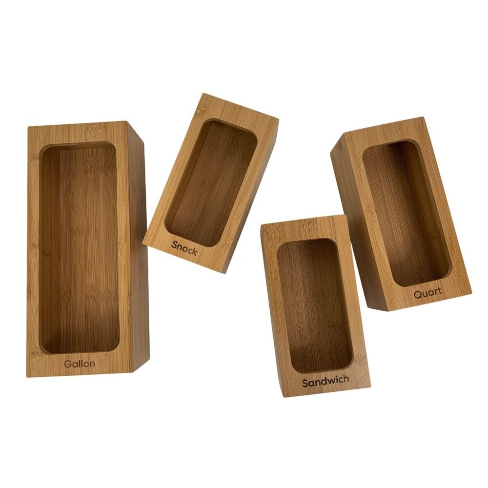 Bamboo Bag Storage Organizer Set For Kitchen AA10684